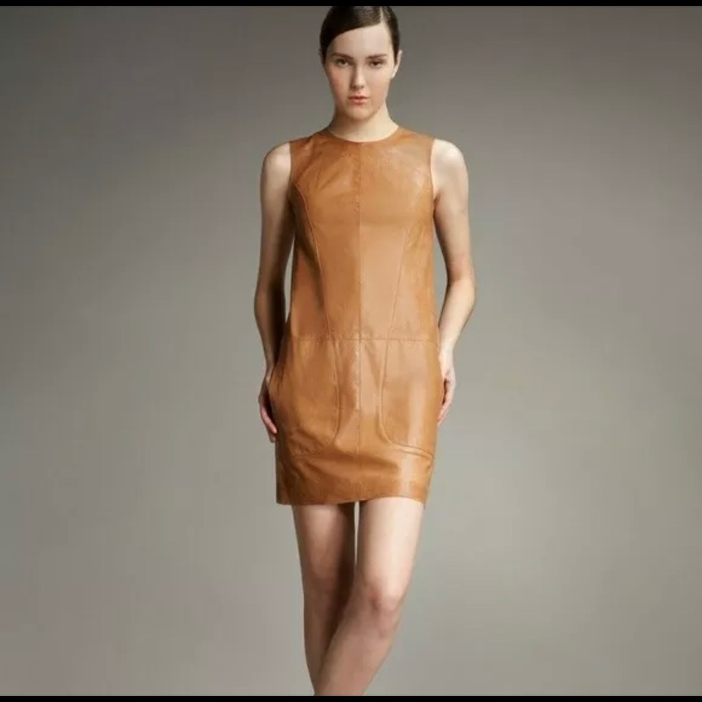 Vince leather dress in Nutmeg